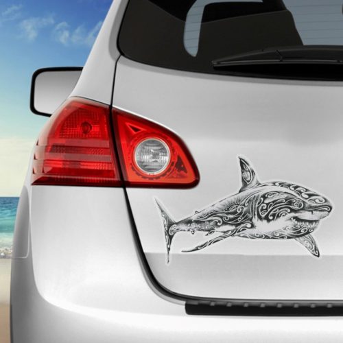 stickers autocollant requin blanc fond transparent voiture