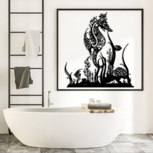 Décoration murale acier "Hippocampe & Coraux"